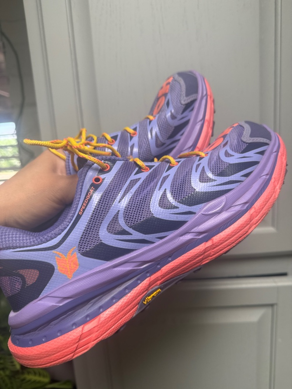 Hoka Purple Coral Yellow Speedgoat Women's Trail Shoes
(9.5) - Picture 11 of 15